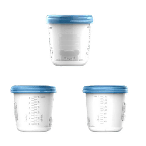 Lot de 3 pots de conservation pour lait maternel mint translucide - Made in  Bébé